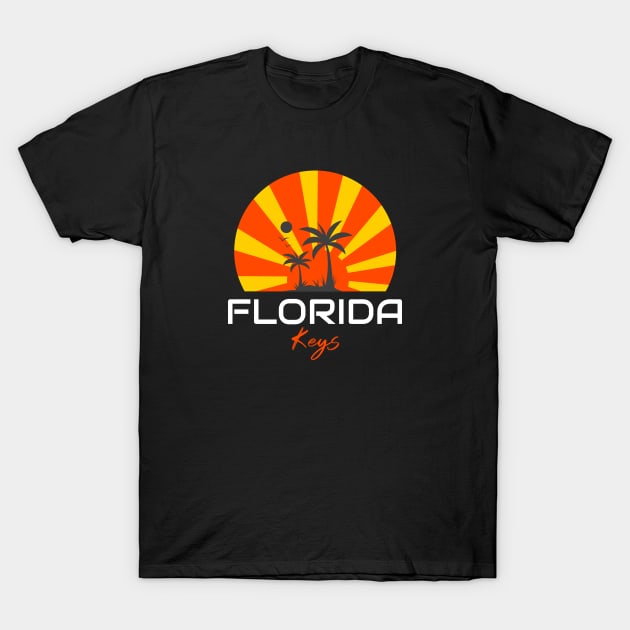 Florida Keys Florida Retro Sunset Palm T-Shirt by SublimeShirtz